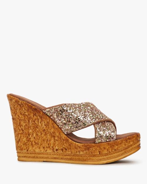 Glittered Strap Wedges