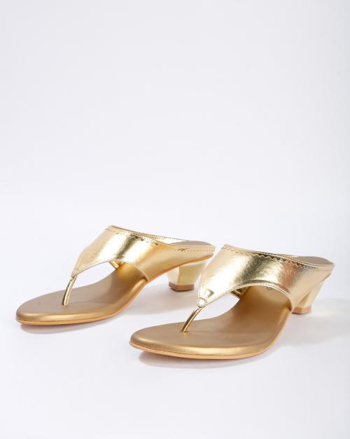 Glossy Thong-Strap Cone-Heeled Sandals