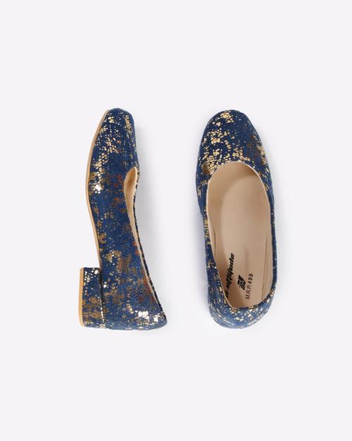 Shimmery Slip-On Heeled Shoes
