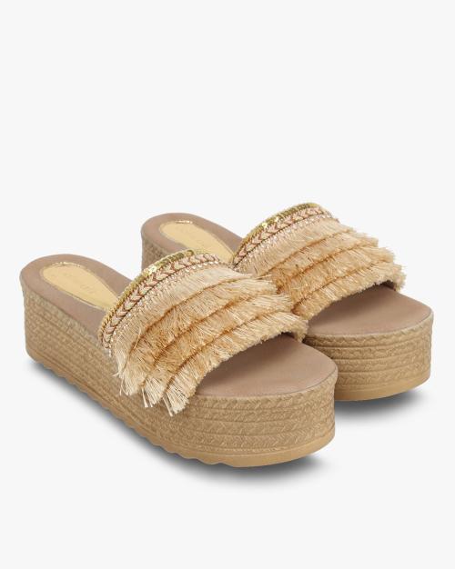 Fringed Flatforms with Braided Midsole