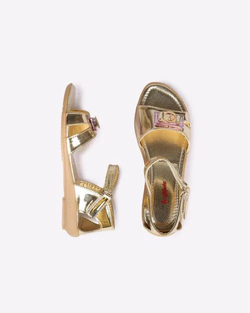 Glossy Casual Sandals with Velcro Fastening