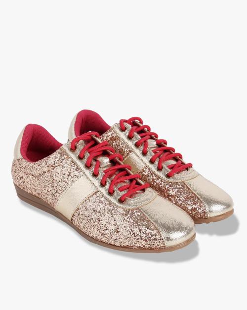 Glitter Panelled Casual Lace-Up Shoes