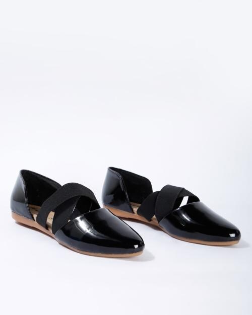 Glossy Criss-Cross Ballet Flats