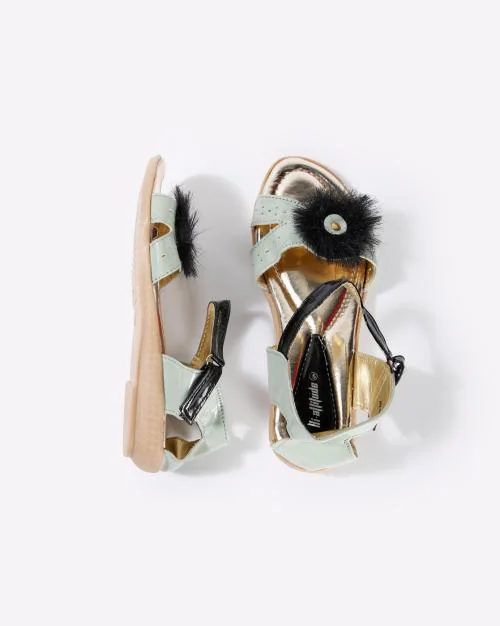 Slingback Sandals with Faux Fur