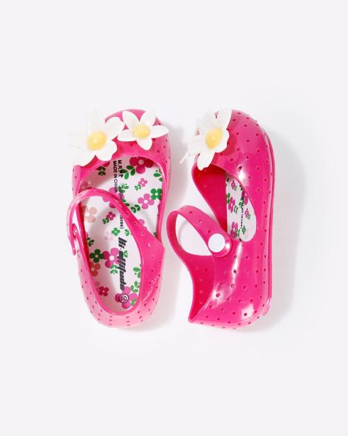 Flat Shoes with Perforations and Floral Accents