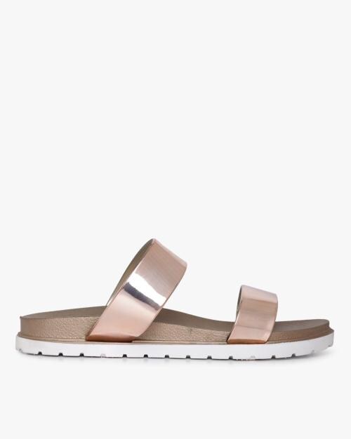 Metallic Dual-Strap Slip-Ons