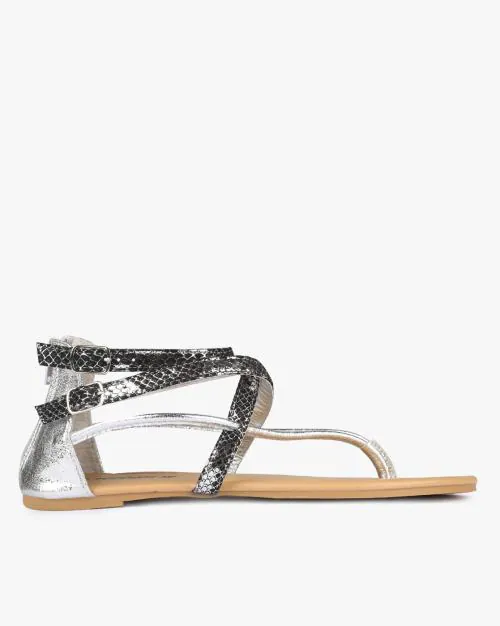 Textured Slingback Flat Sandals