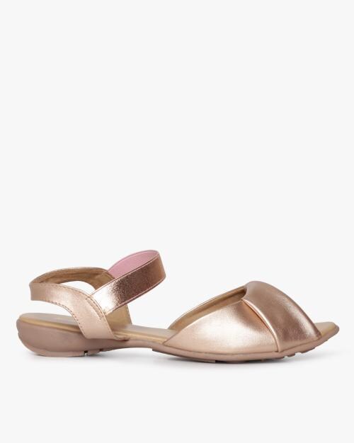 Metallic Flat Sandals with Slingback
