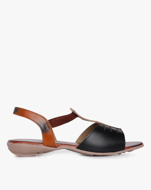 Peep-Toe Flat Sandals with Cutouts