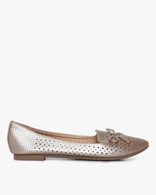 Laser-Cut Slip-On Shoes with Bow