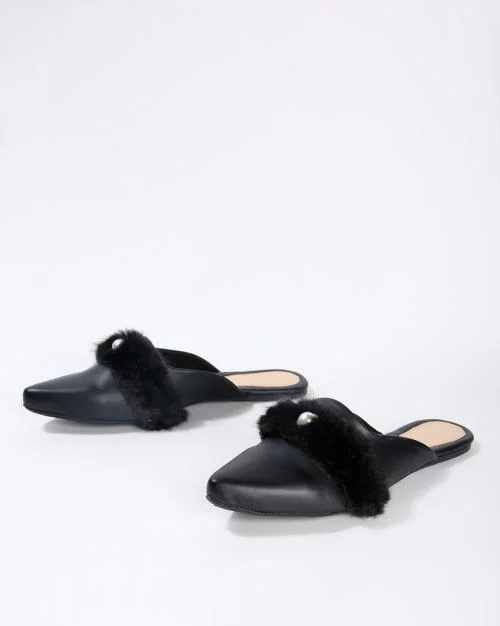 Buy PointedToe Mules with Fur Online at Best Prices in India JioMart.