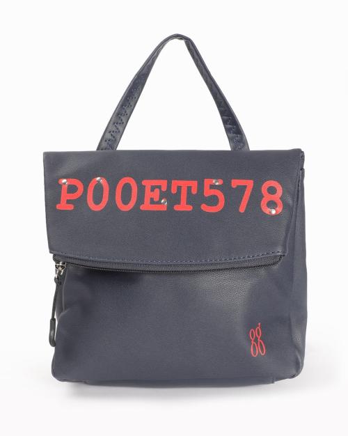 Typographic Print Backpack with Zipped Pocket