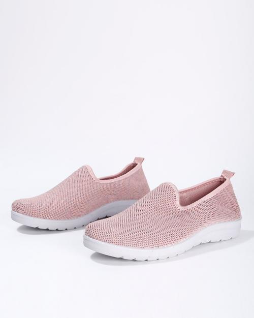Textured Mesh Slip-On Casual Shoes