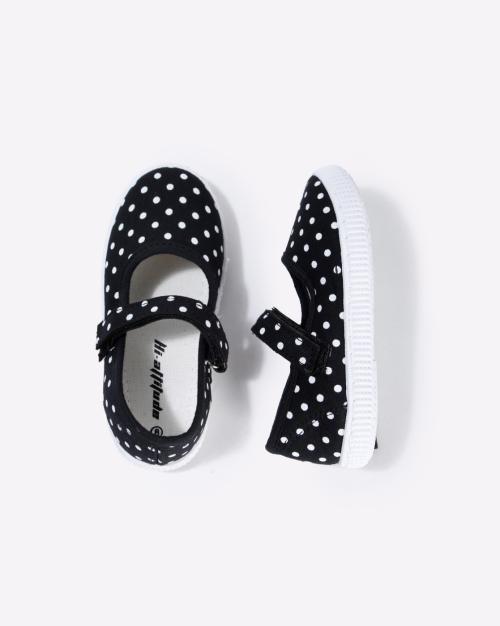 Polka-Dot Print Mary Janes with Velco Closure