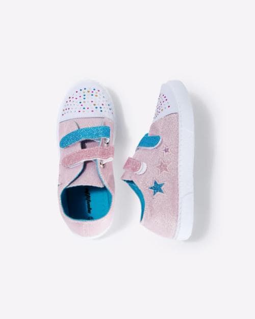 Embellished Sneakers with Velcro Closures