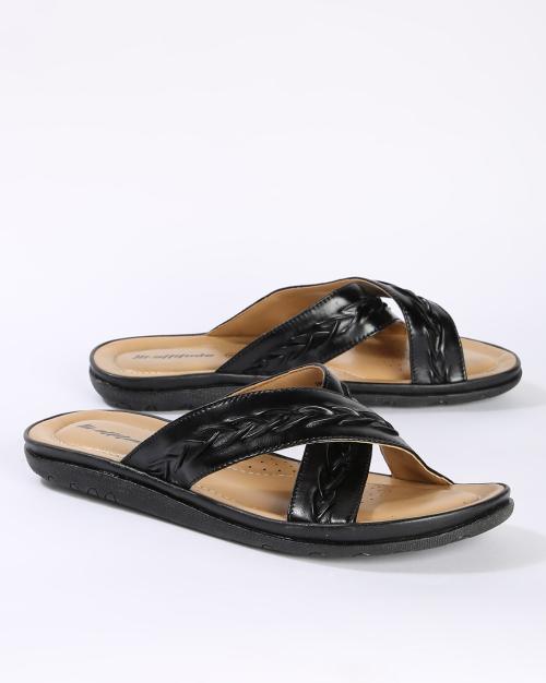 Braided Criss-Cross Slip-On Sandals