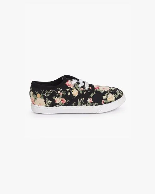Floral Print Lace-Up Shoes