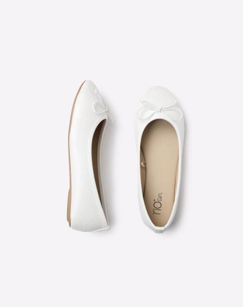 Reptilian-Texture Ballerinas with Bow Accent