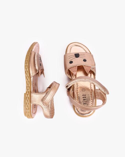 Cat Print Sandals with Velcro Fastening