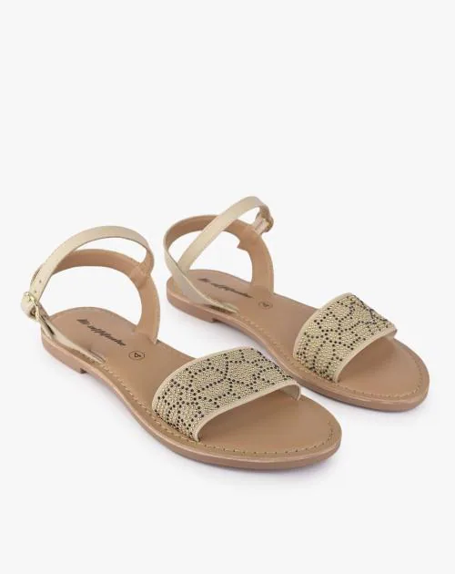 Slingback Flat Sandals with Buckle Closure
