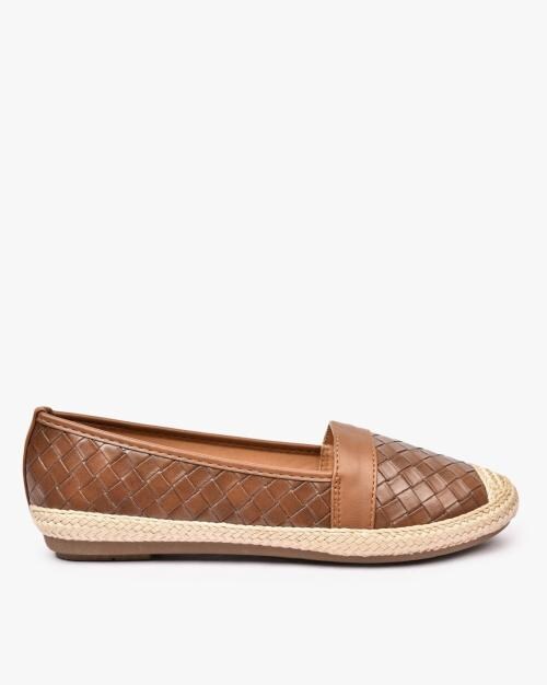 Basket-Weave Slip-On Shoes with Braided Accent