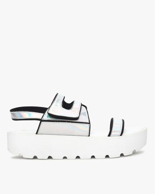 Reflective Sling Back Platform Sandals