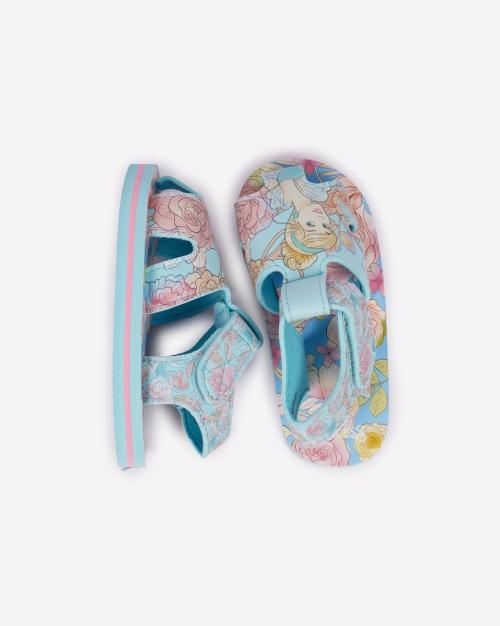 Floral Sandals with Velcro Closure