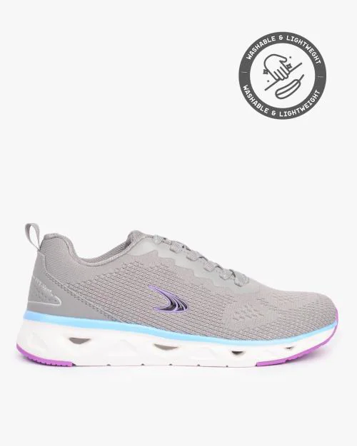 Textured Lace-Up Running Shoes with Cushion Footbed