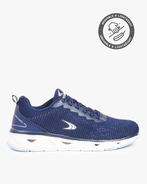 Textured Lace-Up Running Shoes with Cushion Footbed