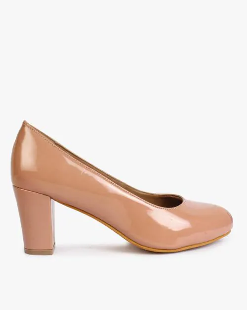 Almond-Toe Chunky-Heeled Pumps