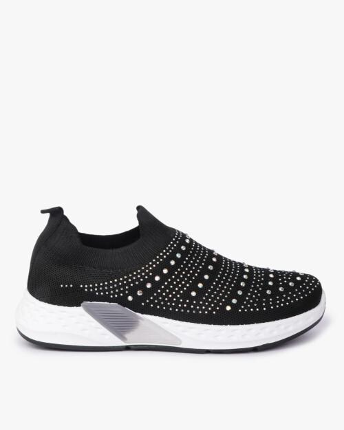 Textured Slip-On Shoes with Embellishments
