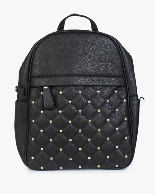 Quilted Backpack with Front Zipper