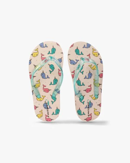 Printed Thong-Strap Flip Flops