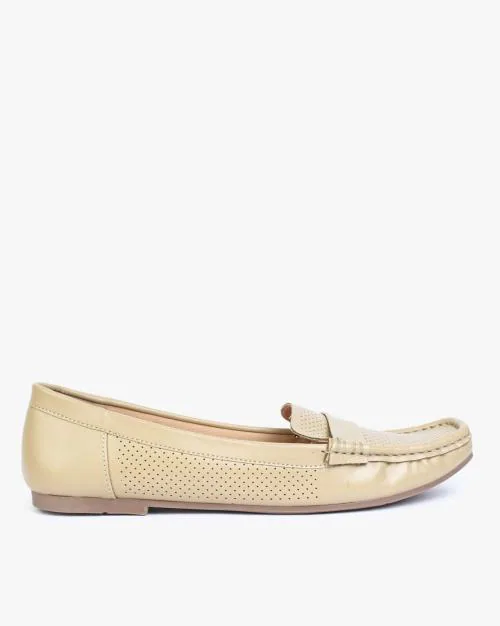 Perforated Penny Loafers with Moc-Stitch