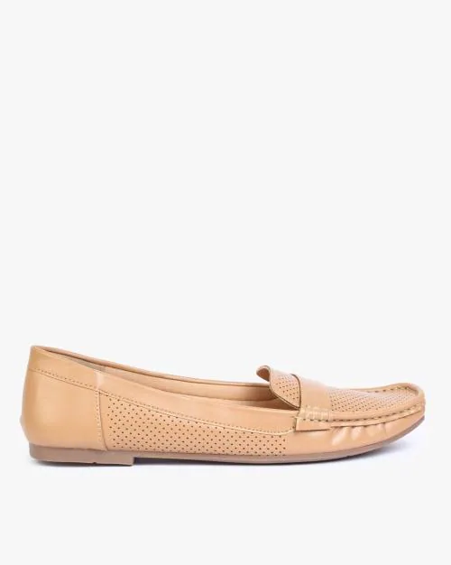 Perforated Penny Loafers with Moc-Stitch