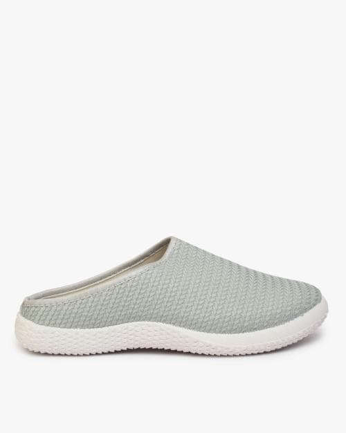 Textured Round-Toe Mules