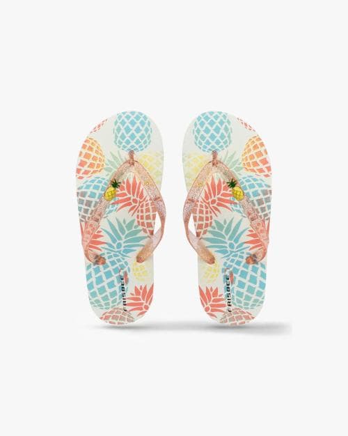 Printed Thong-Strap Flip Flops