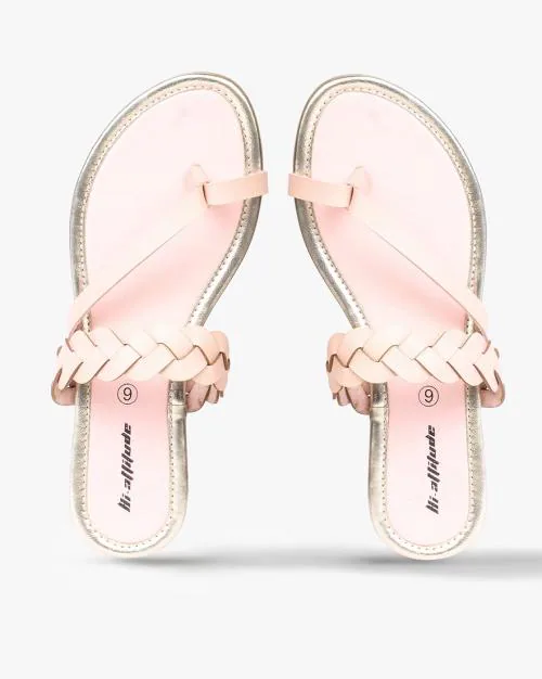 Toe-Ring Sandals with Braided Strap