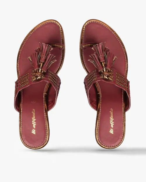 Toe-Ring Block Heels with Tassel Accent