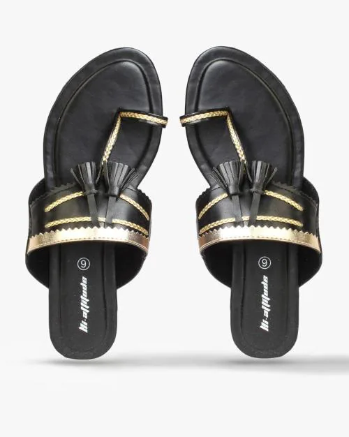 Embellished Toe-Ring Sandals with Tassels