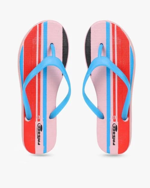 Striped Thong-Strap Flip-Flops