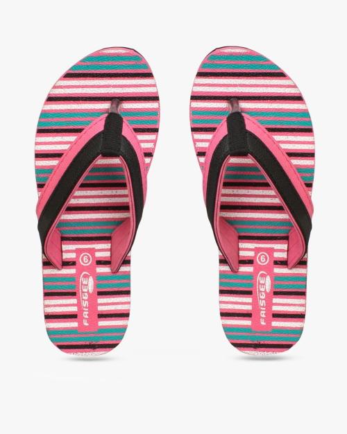 Striped Thong-Strap Flip-Flops