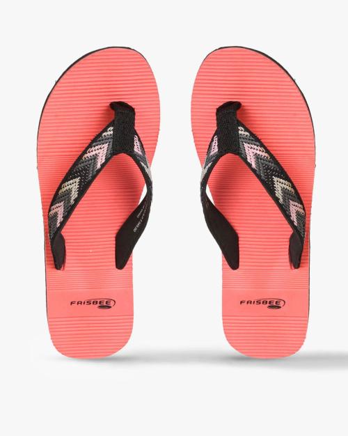 Striped Thong-Strap Flip Flops