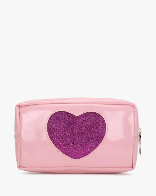 Heart-Design Zip-Around Pouch