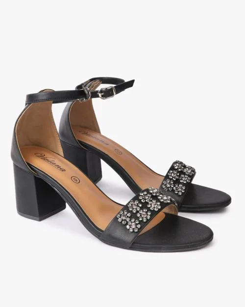 Embellished Slingback Chunky Heeled Sandals