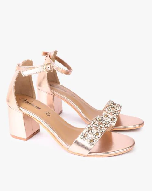 Embellished Slingback Chunky Heeled Sandals