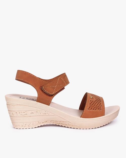 Open-Toe Wedges with Velcro Fastening