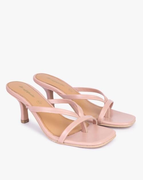 Heeled Sandals with Thong-Strap