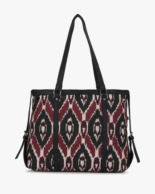 Ikat Print Shoulder Bag with Dual Straps