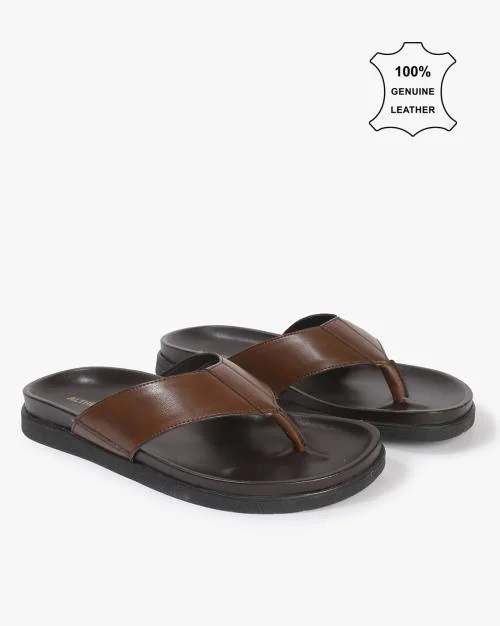 Leather Thong-Strap Flip-Flops
